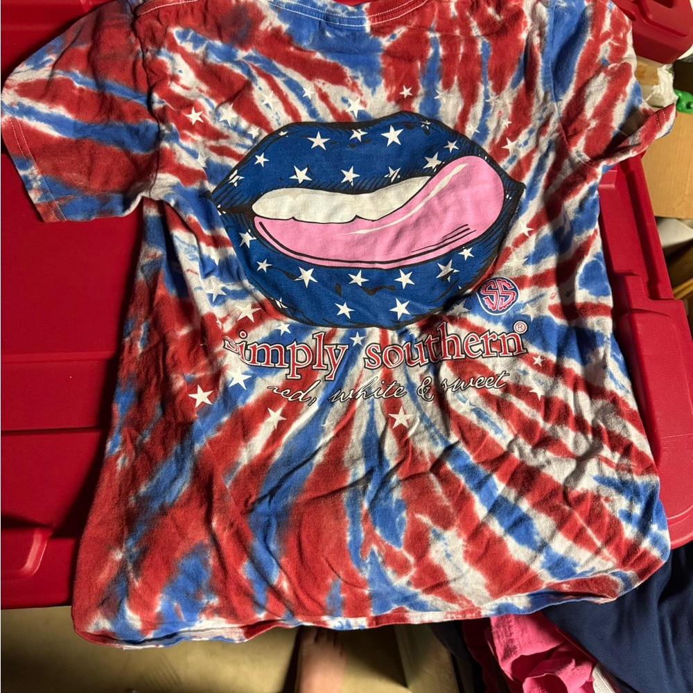 Simply Southern Kids Patriotic Tie-Dye Tee - Red, Blue, White